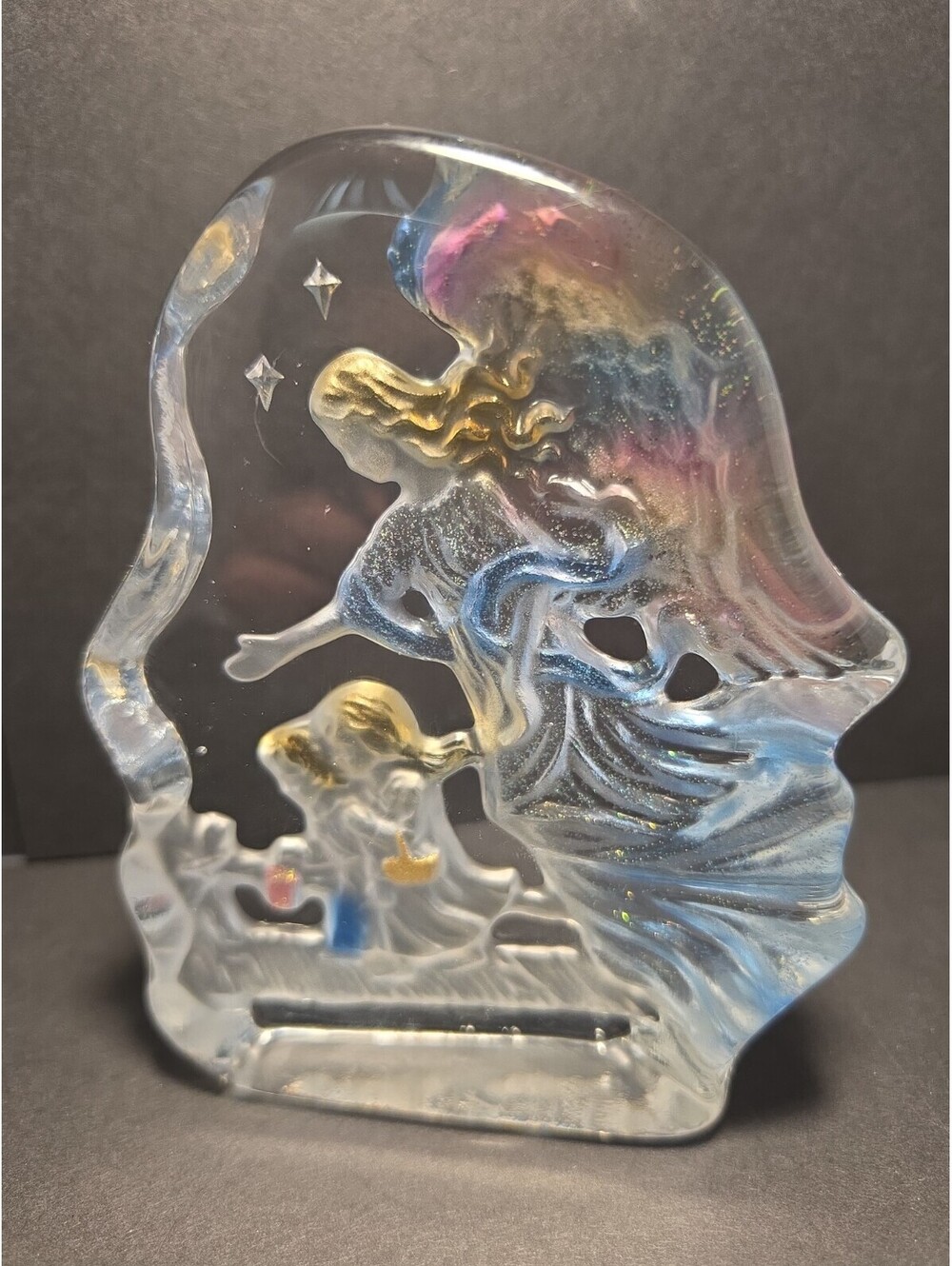 Engraved Clear rainbow Crystal Angel Children Boy And Girl Guardian Angel